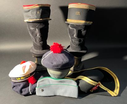 null Set of military hats of various periods.