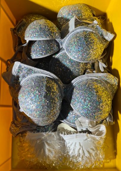 null 10 silver bras and bras with pearls.