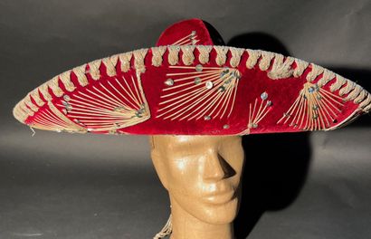 Mexican hat with embroidery and silver s...