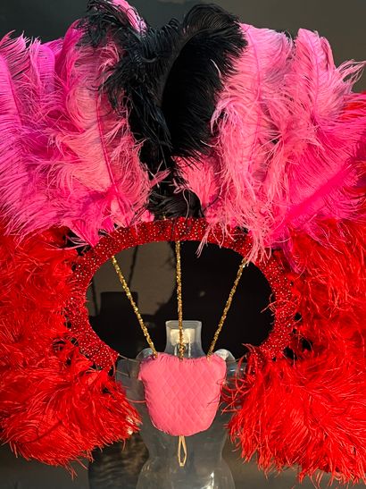 null Dossard with rhinestones and ostrich feathers.