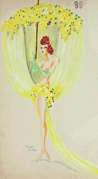 Freddy WITTOP Girl au parasol jaune, 30 x 40 cm, SBD
