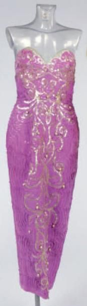 null 2 Pantalons disco + robe verte entièrement brodée + robe violette paillettes...