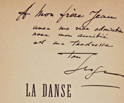 Serge LIFAR À JEAN COCTEAU La danse, Éditions Denoël, 1938. Page 2, quelques lignes...