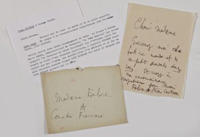 JEAN COCTEAU (1889- 1963) COMÉDIE-FRANÇAISE. Lettre à Madame Fabre, administratrice...