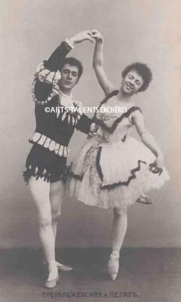 null Photographie de la célébre danseuse russe Prenobrajenska avec Nicolas Legat....
