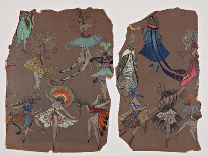 ZINOVIEW Danseuses, gouache sur carton en deux morceaux, 46 x 50 cm, SBD
