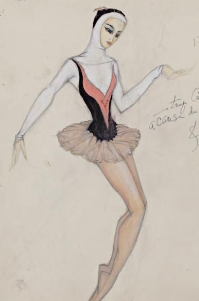 MEUNIER Ballet Le Chevalier et la damoiselle, 1941. Costume de la demoiselle, gouache...