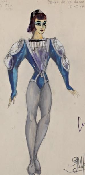MEUNIER Ballet Le Chevalier et la damoiselle, 1941. Costume du page de la demoiselle,...