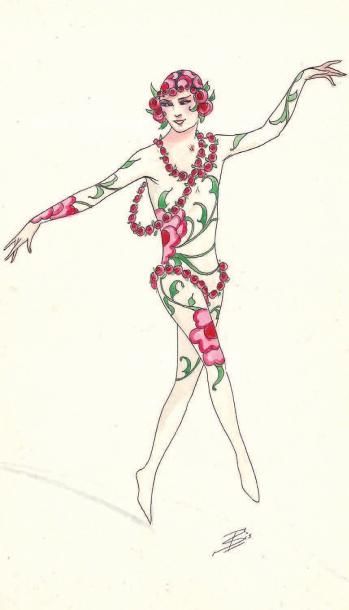SOUKOULOFF Danseur de ballet, gouache sur papier, 20 x 28 cm, SBD
