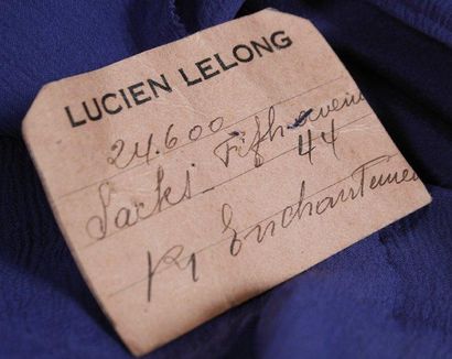 Lucien Lelong Fond de robe, vers 1935, designé «Enchantement» sur étiquette d'époque....