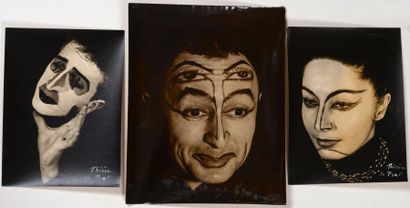 Thérèse LE PRAT Ensemble de 3 photographies sur les masques, vers 1940-1950, pour...