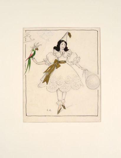 null Annenkov, film «Lola Montès» de Max Ophüls Gouache de costume pour jeune fille...