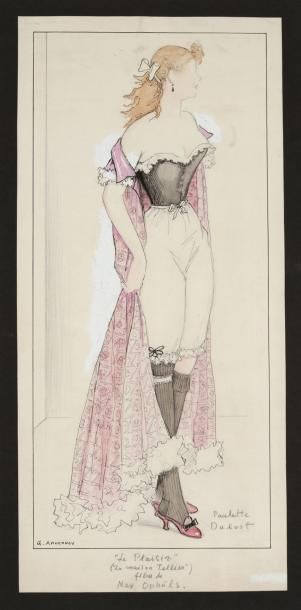 null Annenkov, film «Le plaisir» de Max Ophüls Gouache de costume pour Paulette Dubosc...