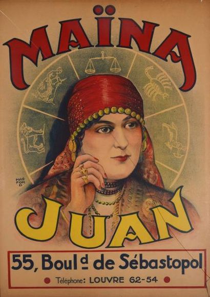 null Affiche Maïna Juan, la diseuse de bonne aventure, 1920. Affiche lithographique...
