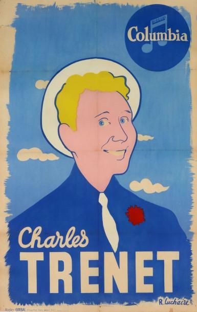 null Affiche Charles Trenet, affiche lithographique par R.Luchaire, 85x100cm, en...