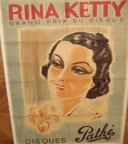 null Affiche Rina Ketty, affiche lithographique par Kieffer, 120x160cm, entoilée