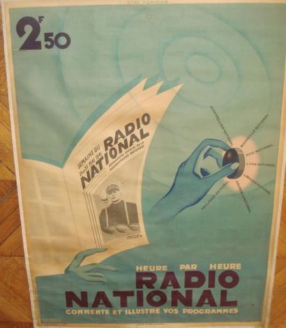 null Affiche Radio nationale 1941, affiche lithographique, 120x160cm, entoilée. ...