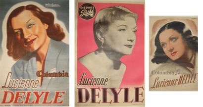 null Affiches Lucienne Delyle, ensemble de 3 affiches, dont 2 entoilées, différents...