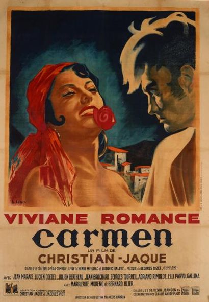 null Affiche Viviane Romance Carmen de Christian-Jaque, 1945. Affiche lithographique...
