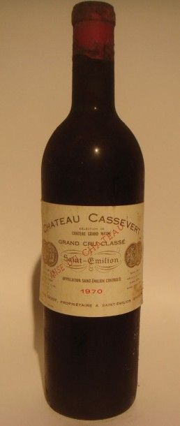 Château Cassevert St-Emilion 1970
x 12 bouteilles, étiquettes abimées
Estimations...