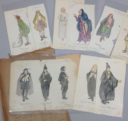 BETOUT Charles 56 gouaches et dessins pour des spectacles, vers 1900.