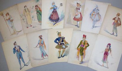 Perras 28 gouaches pour un spectacle, vers 1900.