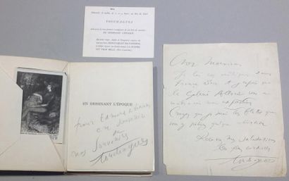 TOUCHAGUES «En dessinant l'époque», 1954, livre dédicacé + lettre autographe.