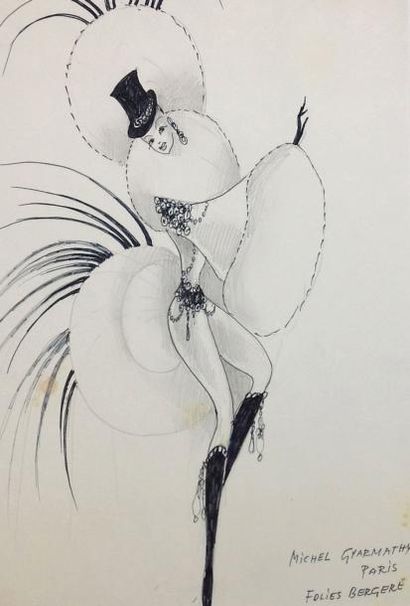 null Folies Bergère.
Archives Michel Gyarmathy «Danseuse», dessin et encre de Ch...