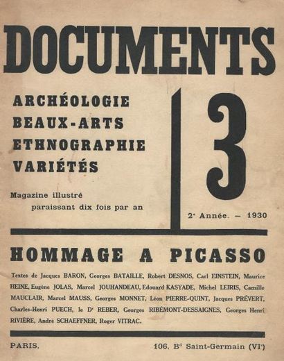 null DOCUMENTS 3 (Revue). Archéologie, beaux-arts, ethnographie, variété : magazine...