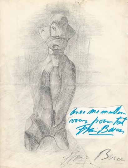 null BACON (Francis), (1909,1992). "Portrait du chien Lulu " .Très rare dessin sur...
