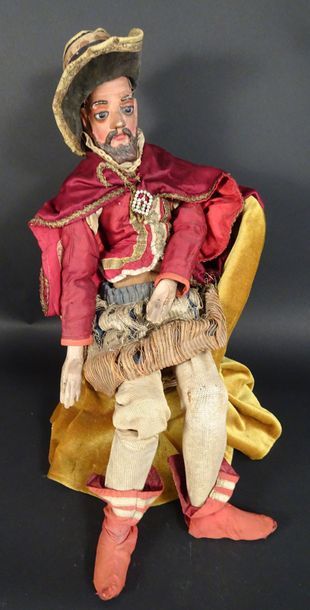 null MARIONNETTE A TRINGLE italienne, vers 1900, région de Parme, costume d’époque...