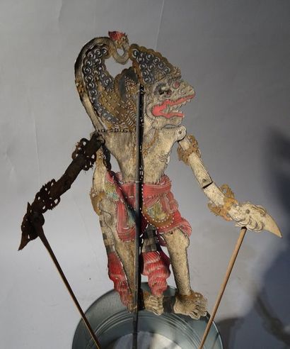 null WAYANG KULIT, Marionnette, 40 cm, polychrome.