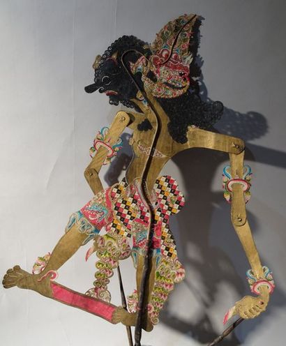 null WAYANG KULIT, Marionnette, XIXème, 80 cm, polychrome.