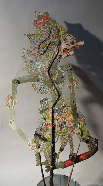 null WAYANG KULIT, Marionnette, XIXème, 70 cm, polychrome.