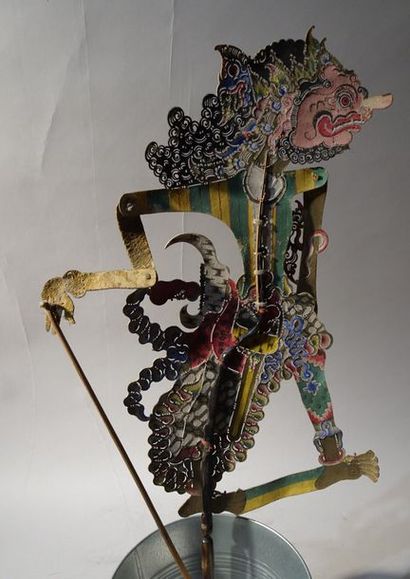 null WAYANG KULIT, Marionnette, XIXème, 40 cm, polychrome.