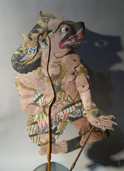 null WAYANG KULIT, Marionnette, XIXème, 80 cm, polychrome.