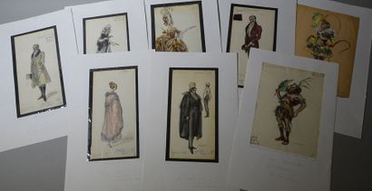 null BETOUT. 74 dessins gouachées pour des projets de costumes pour le théâtre ou...