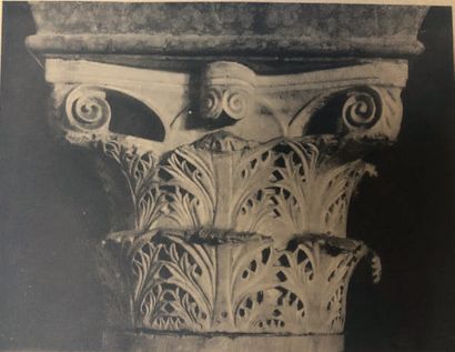 null Important marble capital carved all sides with acanthus leaf decoration on three...