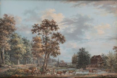 JEAN-PIERRE-FRÉDÉRIC BARROIS (1786 - C. 1841) 
Animated landscape
Herd near a pond
Two...