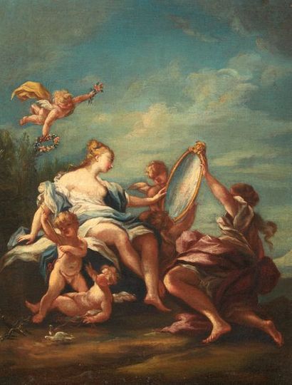 MATTEO BONECHI (FLORENCE 1669 - 1756) 
Venus avec Cupidon et putti
Huile sur toile.
H_42,5...