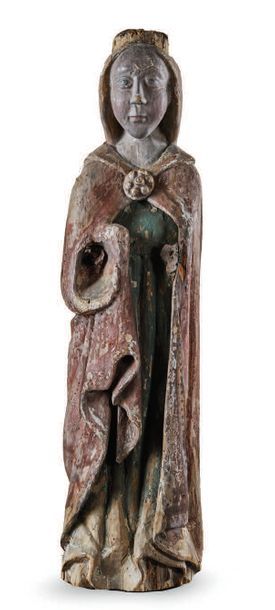  HOLY in carved and polychrome-plated wood, hollow back. Standing up, the saint is...