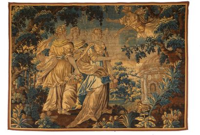 null TAPESTRY in wool and silk representing Mercury falling in love with Hersé. At...