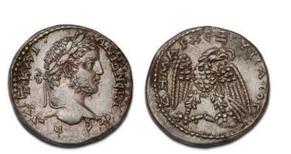 null CARACALLA (196-217)
Tetradrachma. Antioch (208-211).
His head with a laura and...