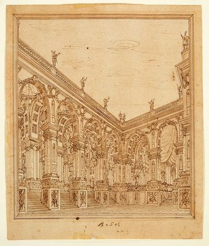 [POZZO, Andrea, attribué à.] Dessin architectural. [vers 1700?]. Dessin sur papier...