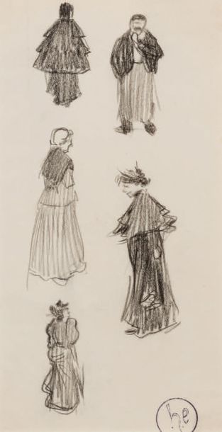 Henri Evenepoel (1872-1899) 
Silhouettes parisiennes, trois études de personnages,...