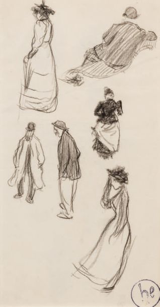 Henri Evenepoel (1872-1899) 
Silhouettes parisiennes, trois études de personnages,...