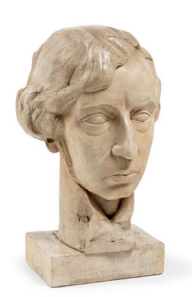Jozef CANTRE (1890-1957) 
Buste de Karel van de Woestyne
Plâtre patiné
Signé et numéroté...