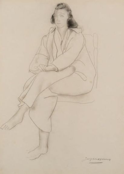 Oscar JESPERS (1887-1970) 
Jeune fille assise
Mine de plomb sur papier
Signée en...