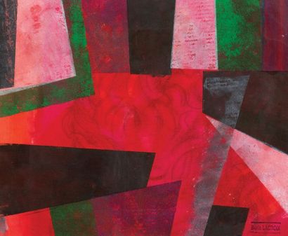 Boris LACROIX (1902-1984) 
Composition abstraite rouge
Gouache sur papier
Cachet...