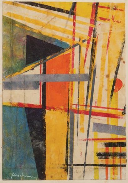 ADOLPHE FLEISCHMANN (1892-1968) 
Composition abstraite, 1953
Technique mixte sur...